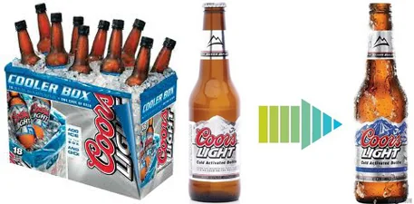 Cerveza Coors — Envase con etiqueta térmica — innovación